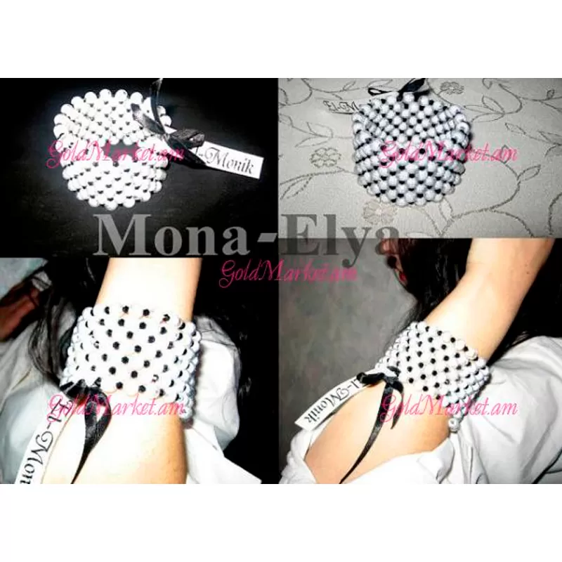 Թևնոց սև-սպիտակ կլոր քարերով